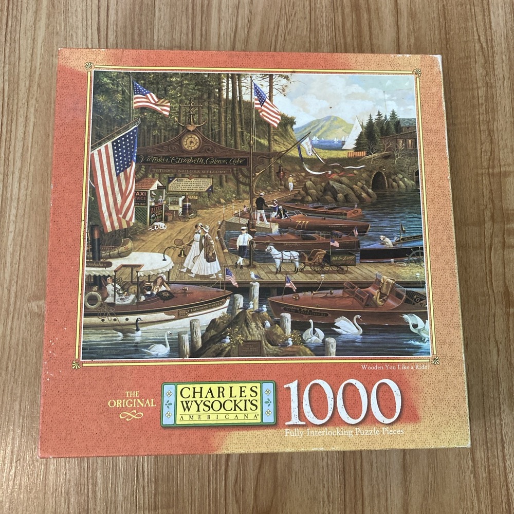 Charles Wysockis Americana Puzzle Wooden You Like a Ride 1000 Pc 1997 Sailors